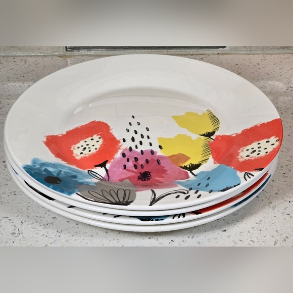 Set of 4 - Orly Maison New York 'Watercolor Floral' 10" Dinner Plates - Picture 1 of 6